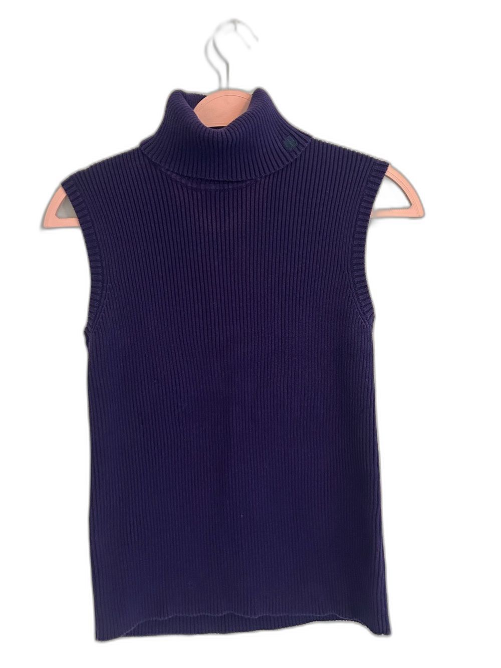 Vintage Lauren Ralph Lauren Ribbed Turtleneck Sweater Tank Purple 100% Cotton S